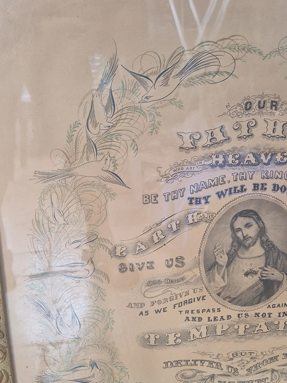 Antique 1897 Lord's Prayer With Hand Caligraphy